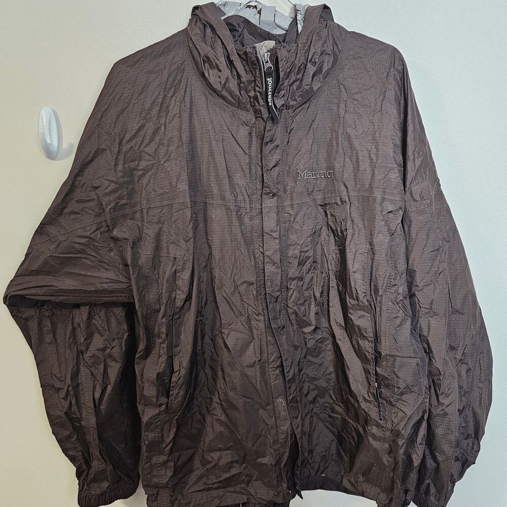 Marmot Full Zip with Zip Pockets Windbreaker Hooded Nylon Jacket Women's Brown S